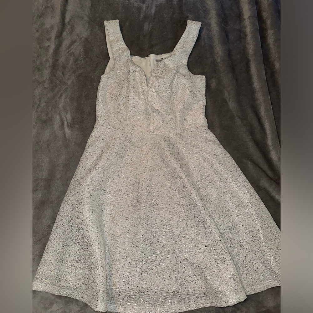 Xtraordinary Juniors White Sparkle Fit Flare Dress
